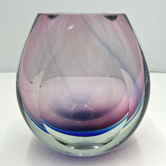 Sommerso Art Decorative Glass Vase Murano Style Ombre Purple/Blue 7"x6" - Picture 6 of 10